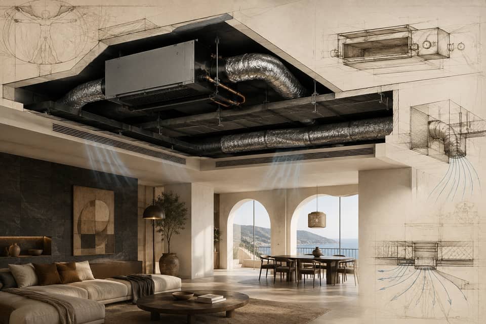Ducted air conditioning with a linear grille installed in Valencia